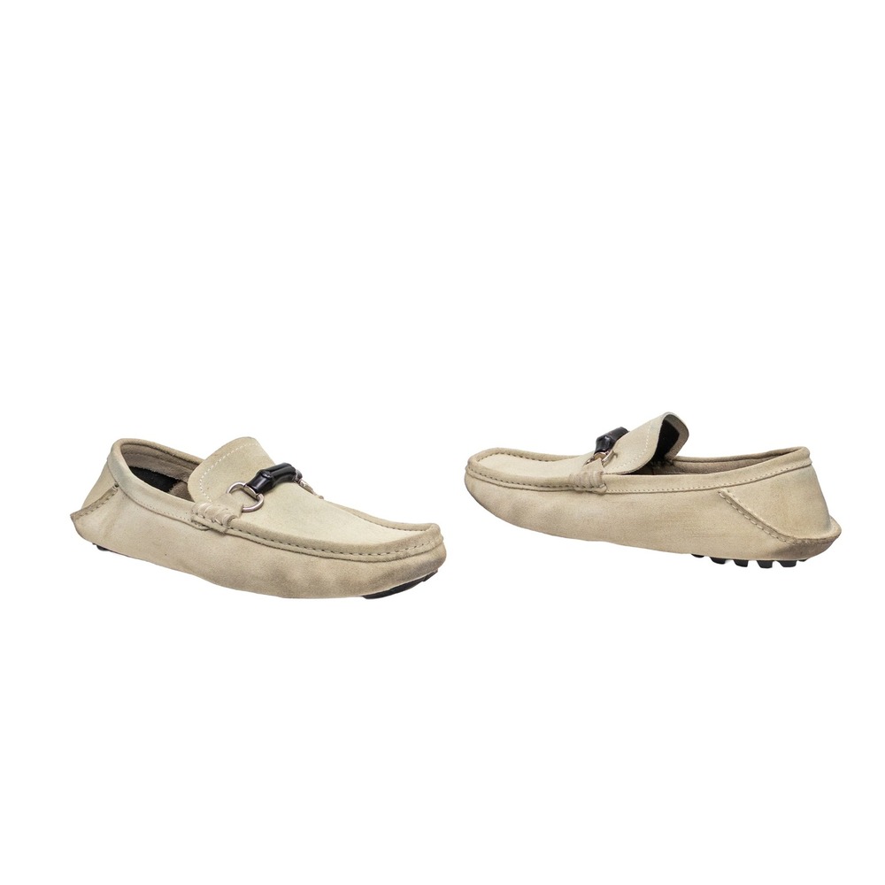 Gucci Mens Bamboo Horsebit Suede Driving Loafers Tan Size UK 8.5 G US 9.5 G